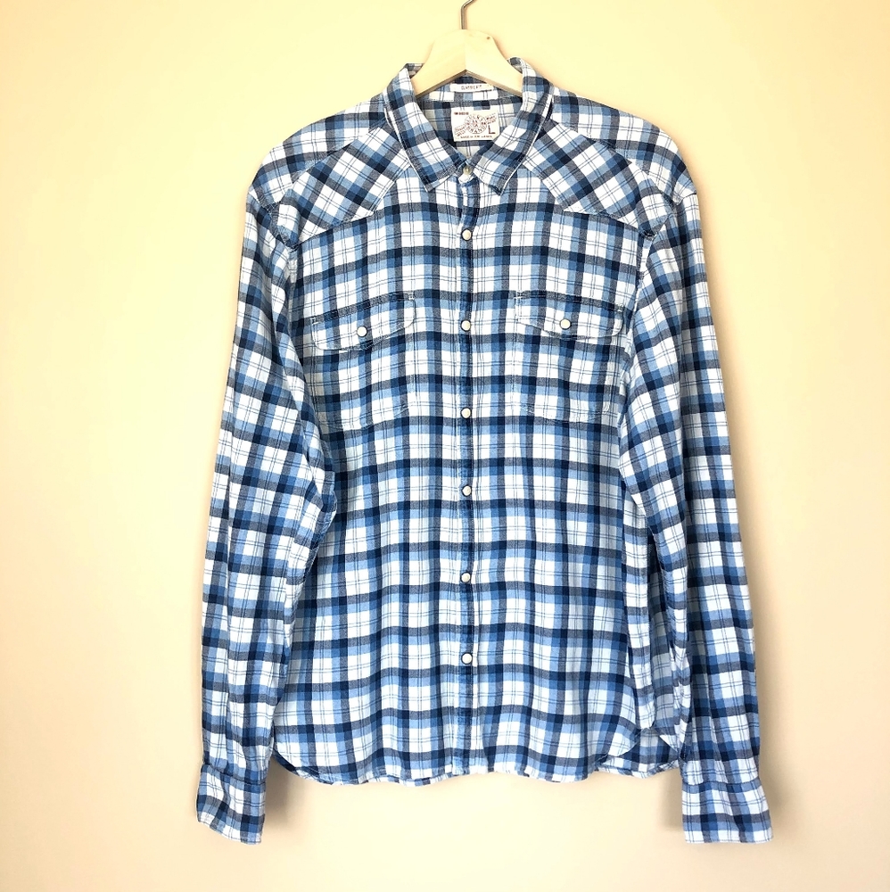 Lucky Brand Plaid Shirt Sz L
